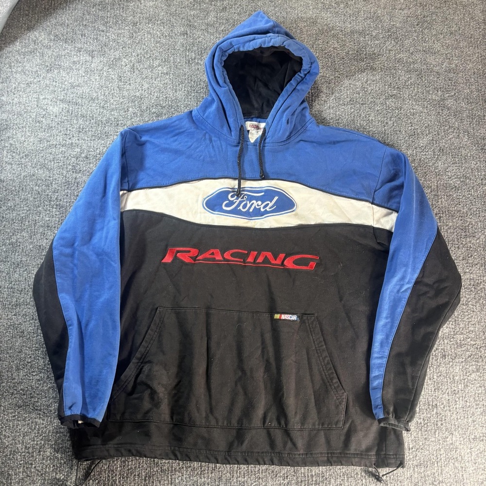 Ford Racing Hoodie Mens 2XL Blue NASCAR Auto Racing Racing Champions Sweatshirt